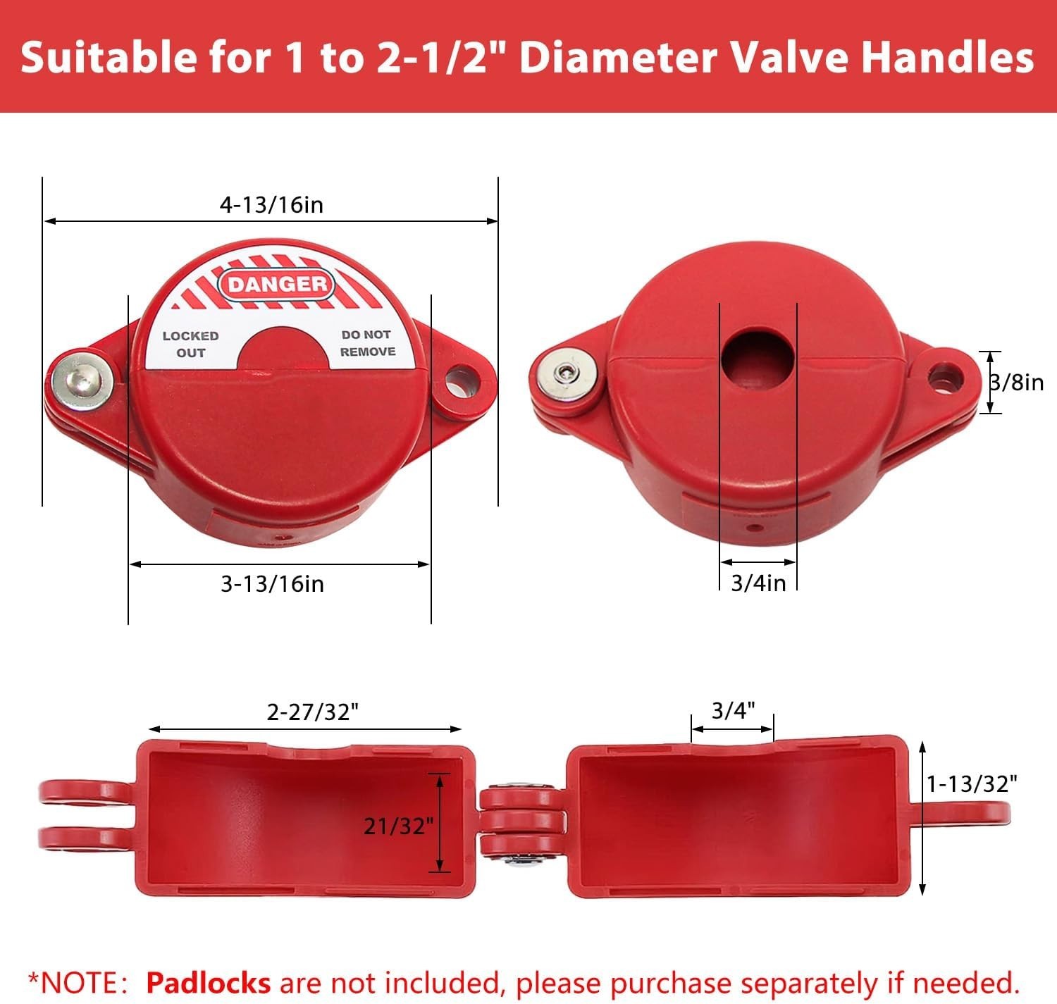 Gate Valve Lockout Device, 1-2.5 Inch, OSHA Compliant for Maximum Safety