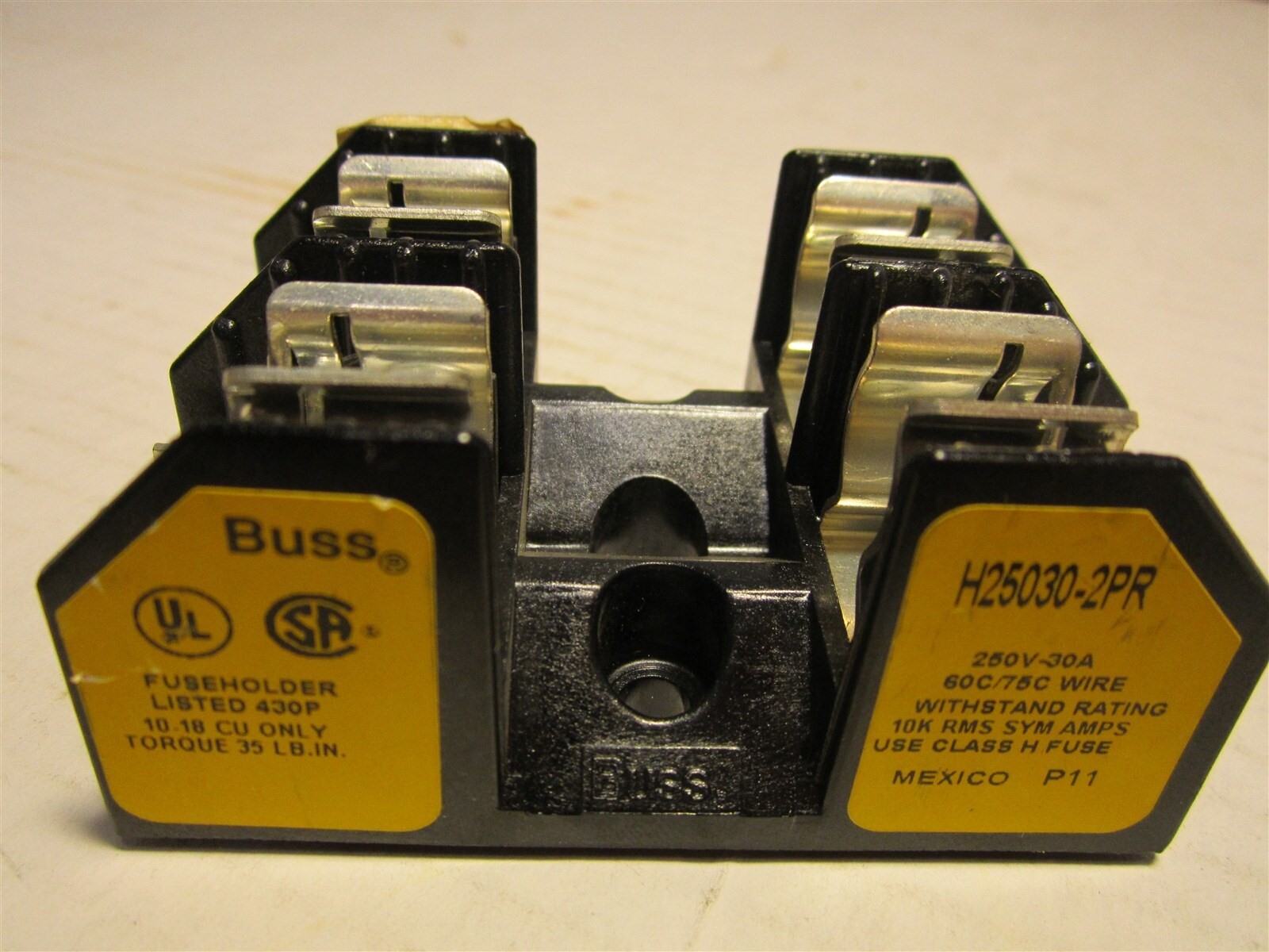 Bussmann H25030-2PR Fuse Block, 30 A, 250V 18 to 10 Cu 3.03″ x 2.05″ x 1.41″