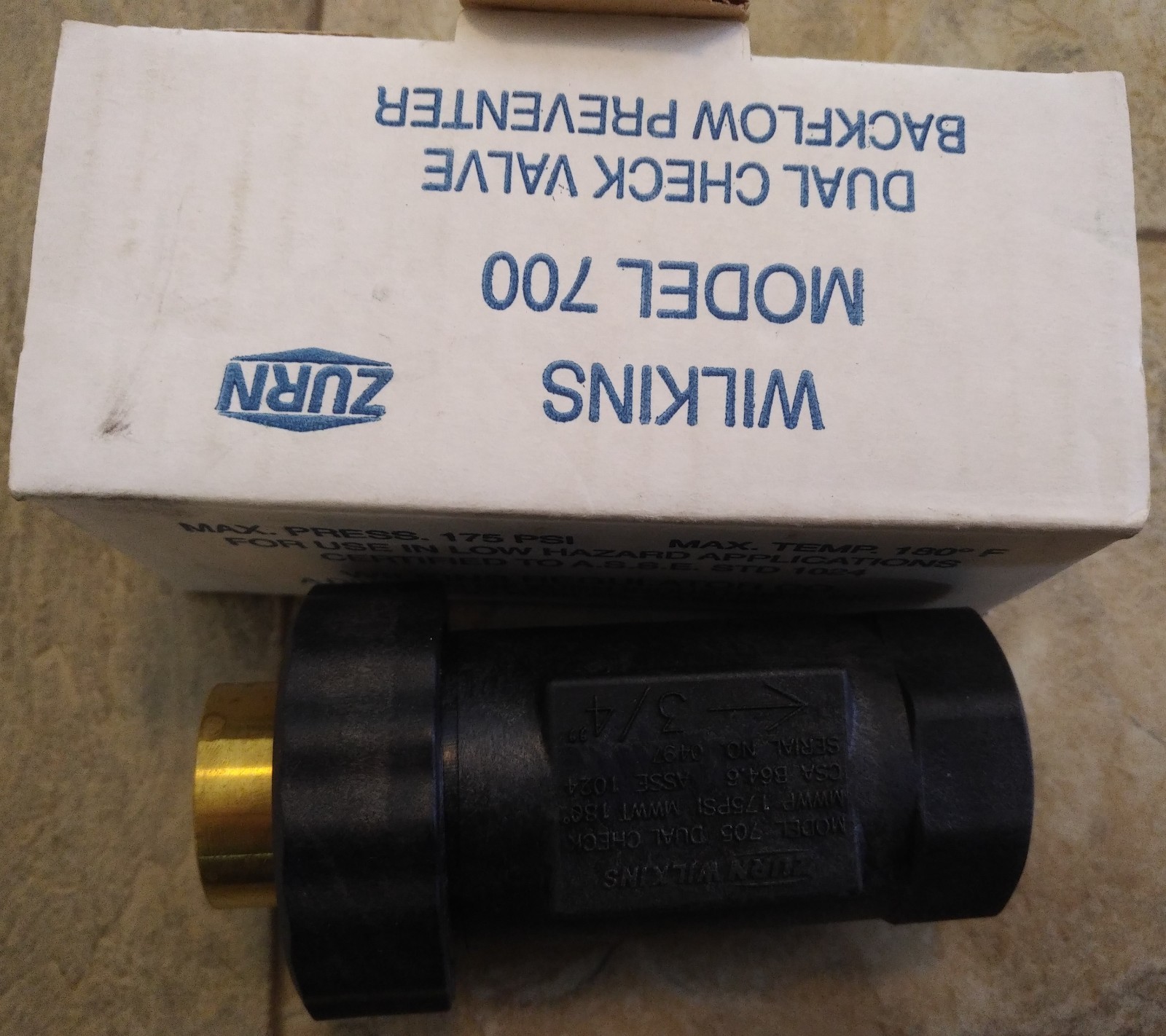 Wilkins Model 700 34UFX34F-705 Dual Check Valve