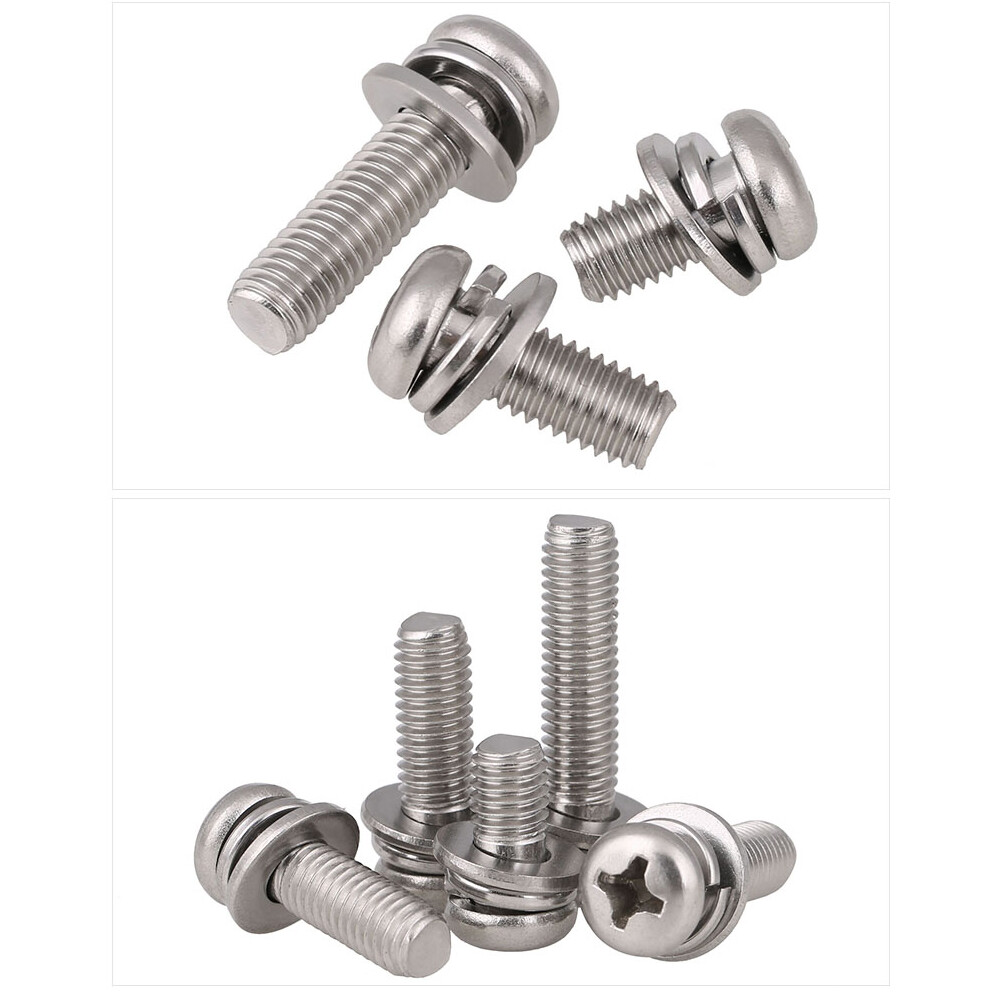 Phillips Pan Head Machine Screws Spring Washer Plain Washer M2-M10 A2 Stainless