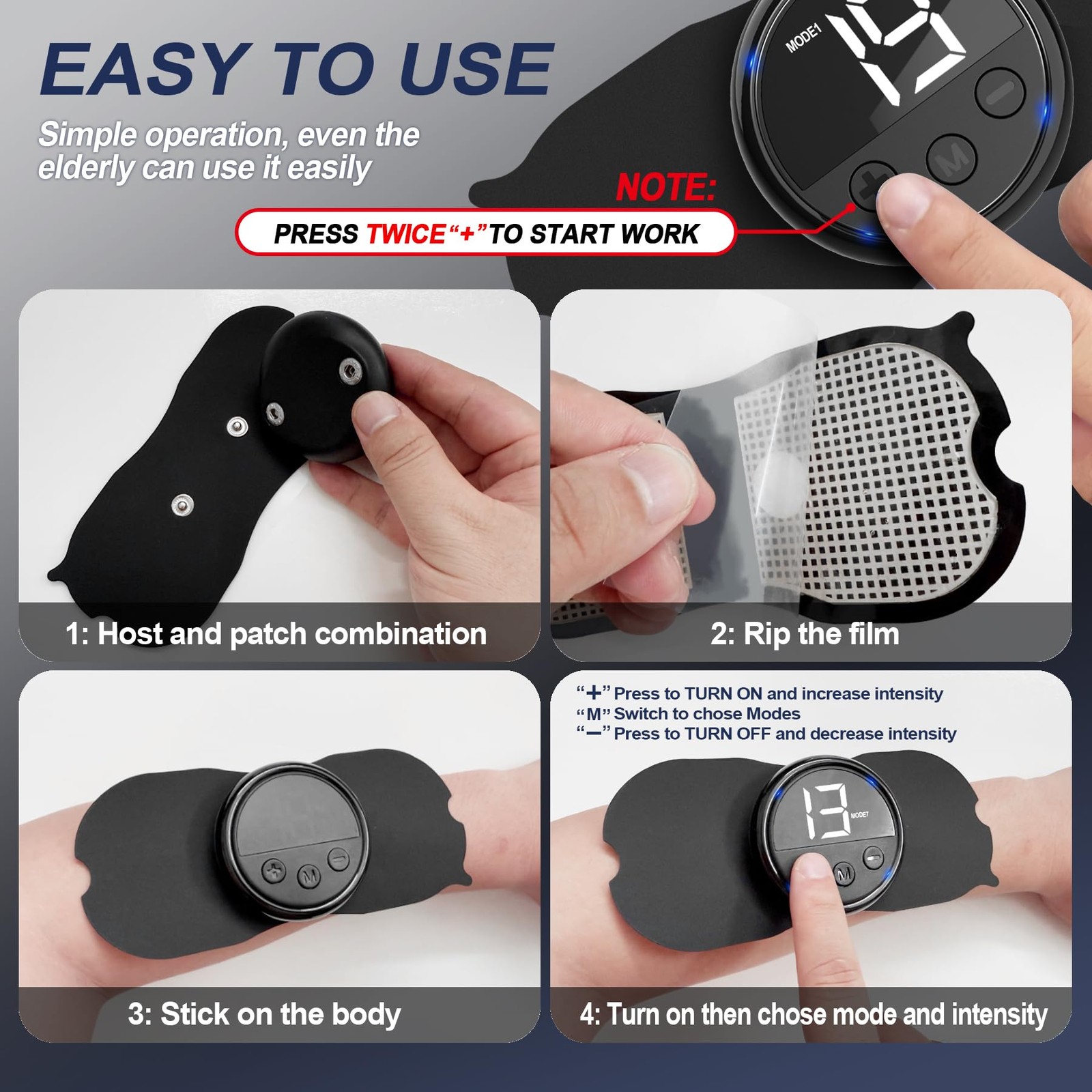Wireless TENS EMS Unit, FSA Unit Muscle Stimulator for Pain Relief Black