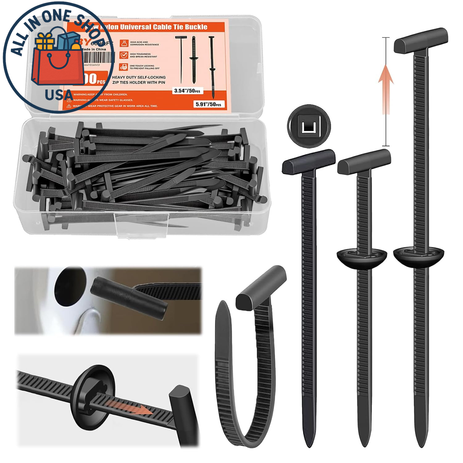 Universal Nylon Cable Tie Buckles 5.91″ for Fender Bumper Trunk Liner