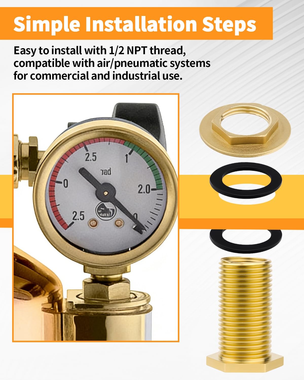 2 Pack Brass Bulkhead Fitting – 1/4″ NPT Female Thread to 3/4″ Male Thread Bu…