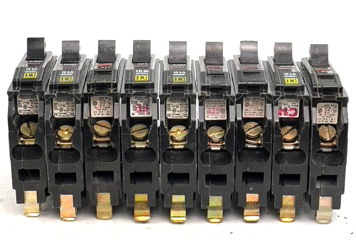 Square D QO130 30 Amp 1 Pole QO Circuit Breaker Plug On 120VAC 30A (LOT OF 9)