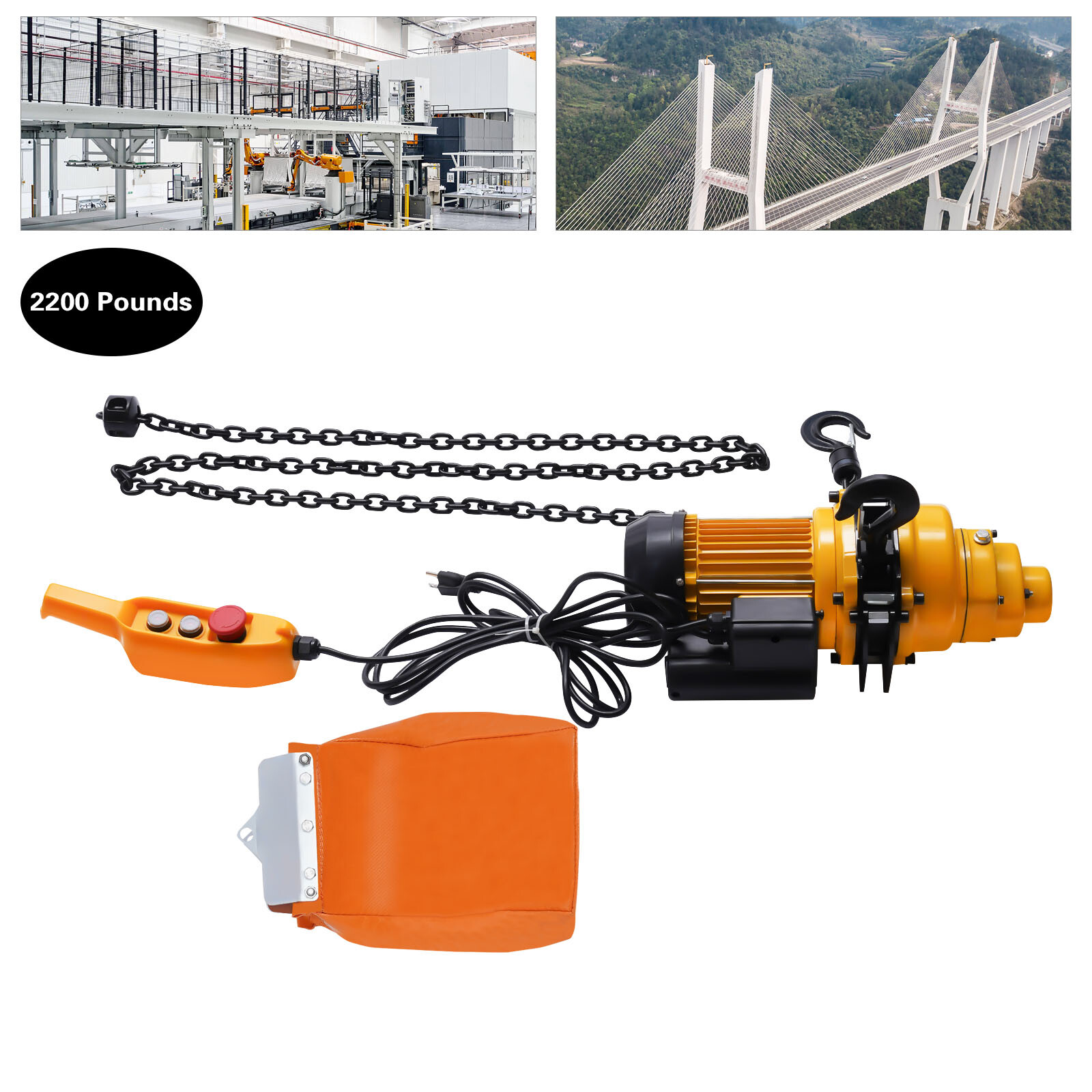 1 Ton Electric Chain Hoist w/ 13FT Double Chain Lifting Single Phrase 110V 20Mn2