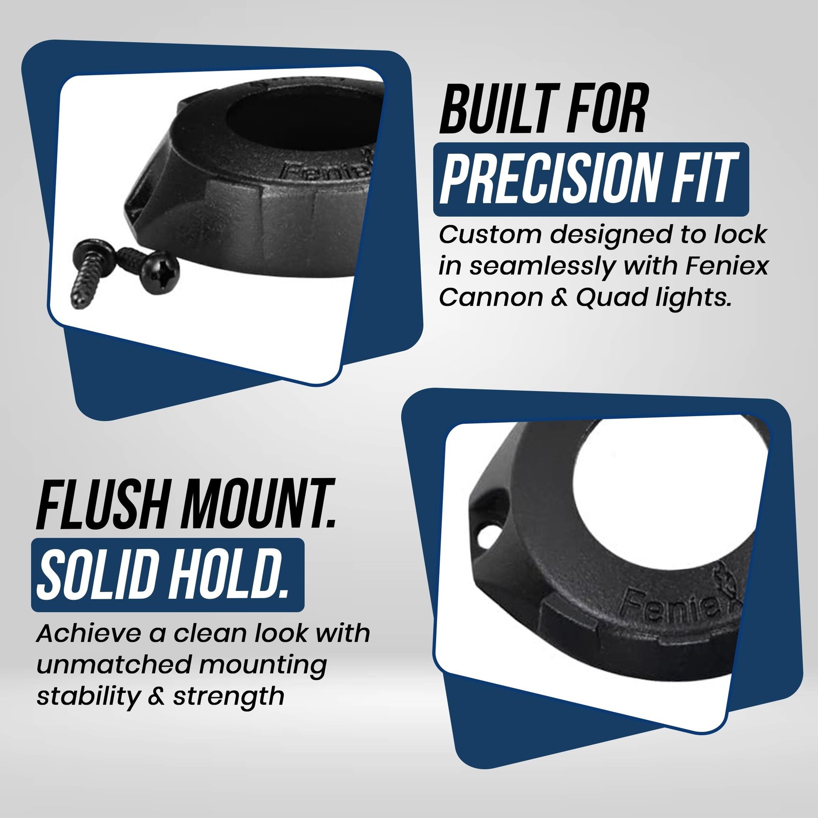 UBL Metal Flange for Feniex Cannon and Quad Hideaway Bezel Flush Mount – Upda…