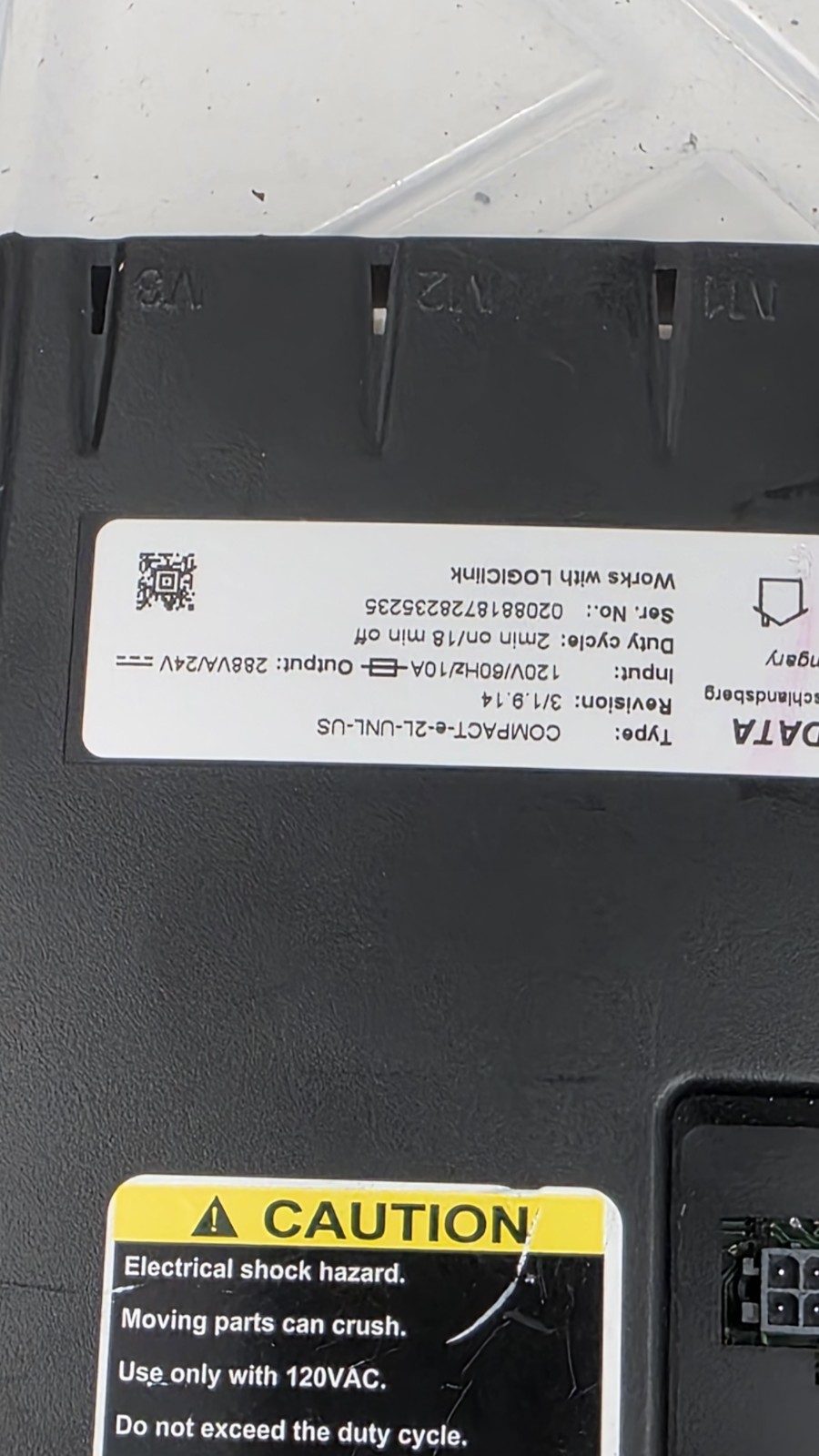 LOGICDATA COMPACT-e-2L-UNL-US Control Unit (as-is-parts), 120VAC