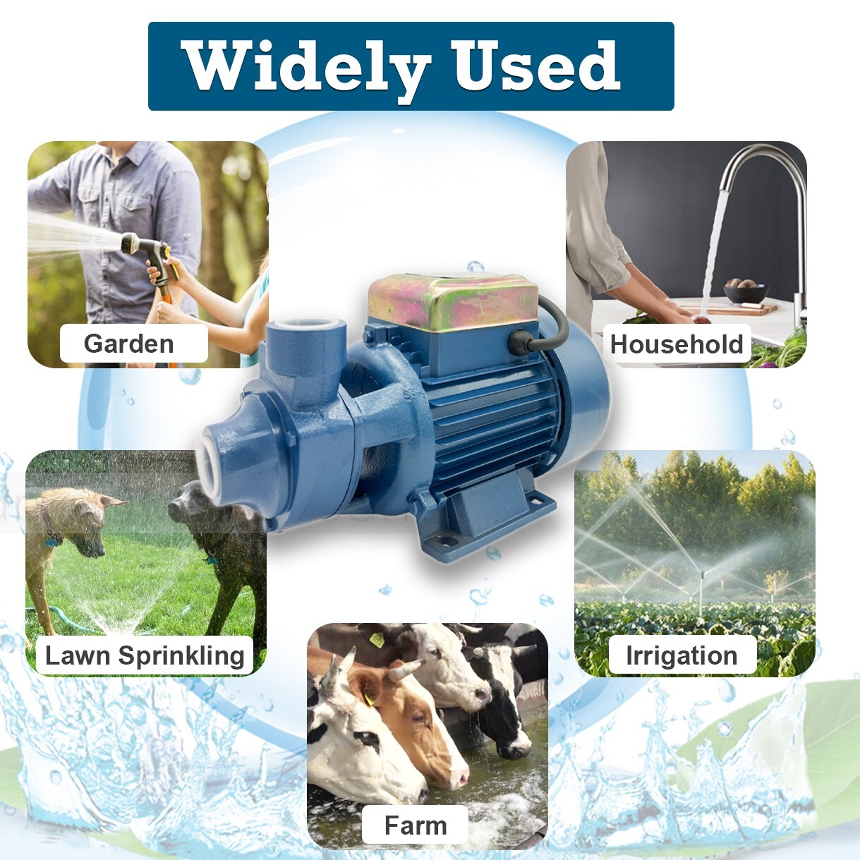1HP Clear Water Pump Electric Centrifugal Clean Water Industrial Farm Pool Pond