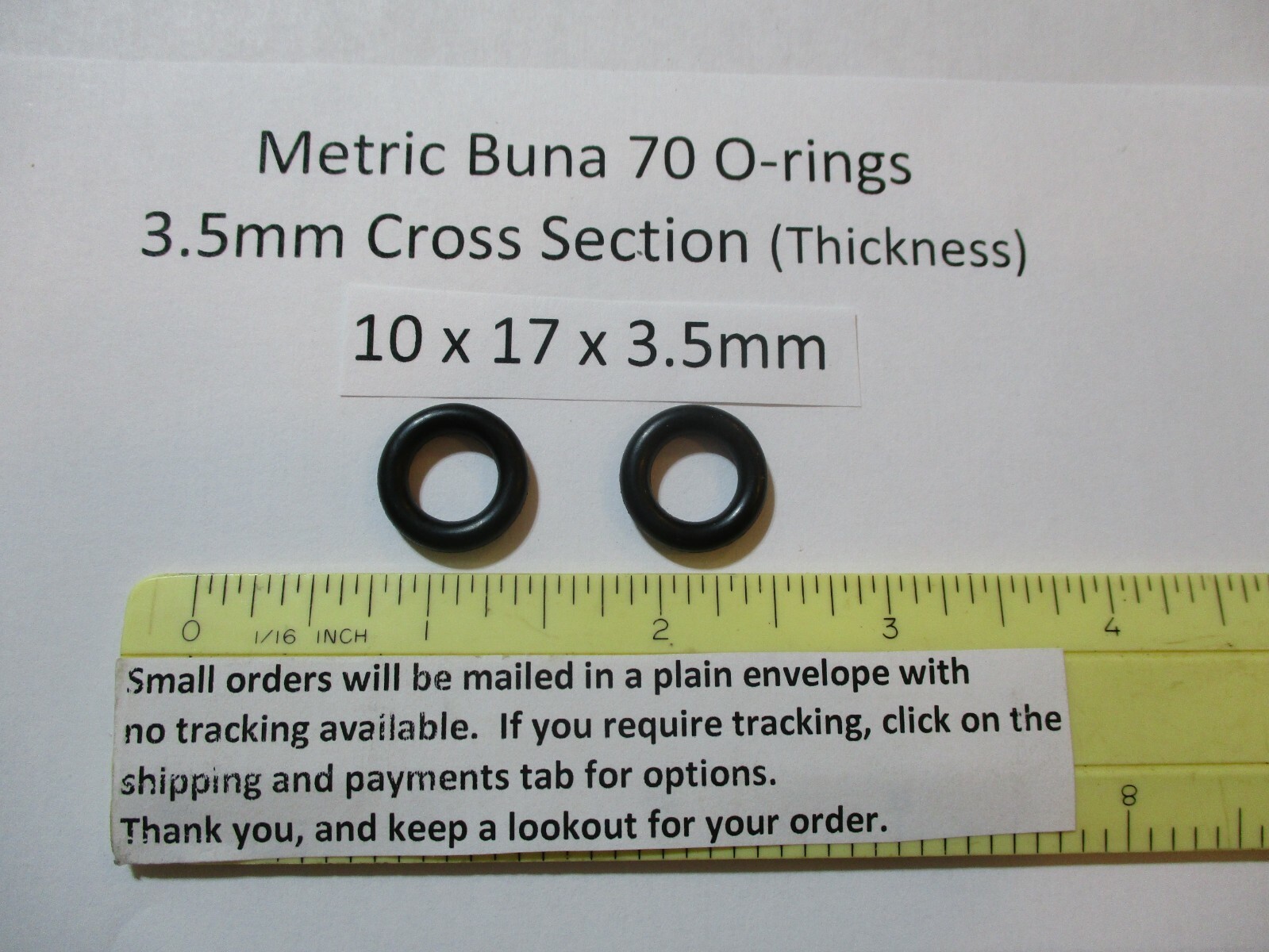 10mm ID x 17mm OD x 3.5mm thick O-ring. Buna-70. Quan 2.