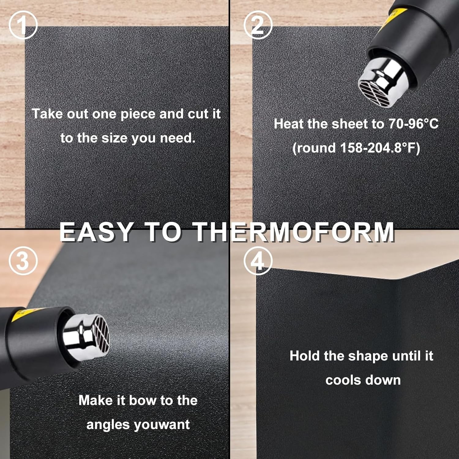 Black ABS Plastic Sheet 8″ x 12″ x 0.04″ Flexible DIY Material 1mm Thick 6 Pack
