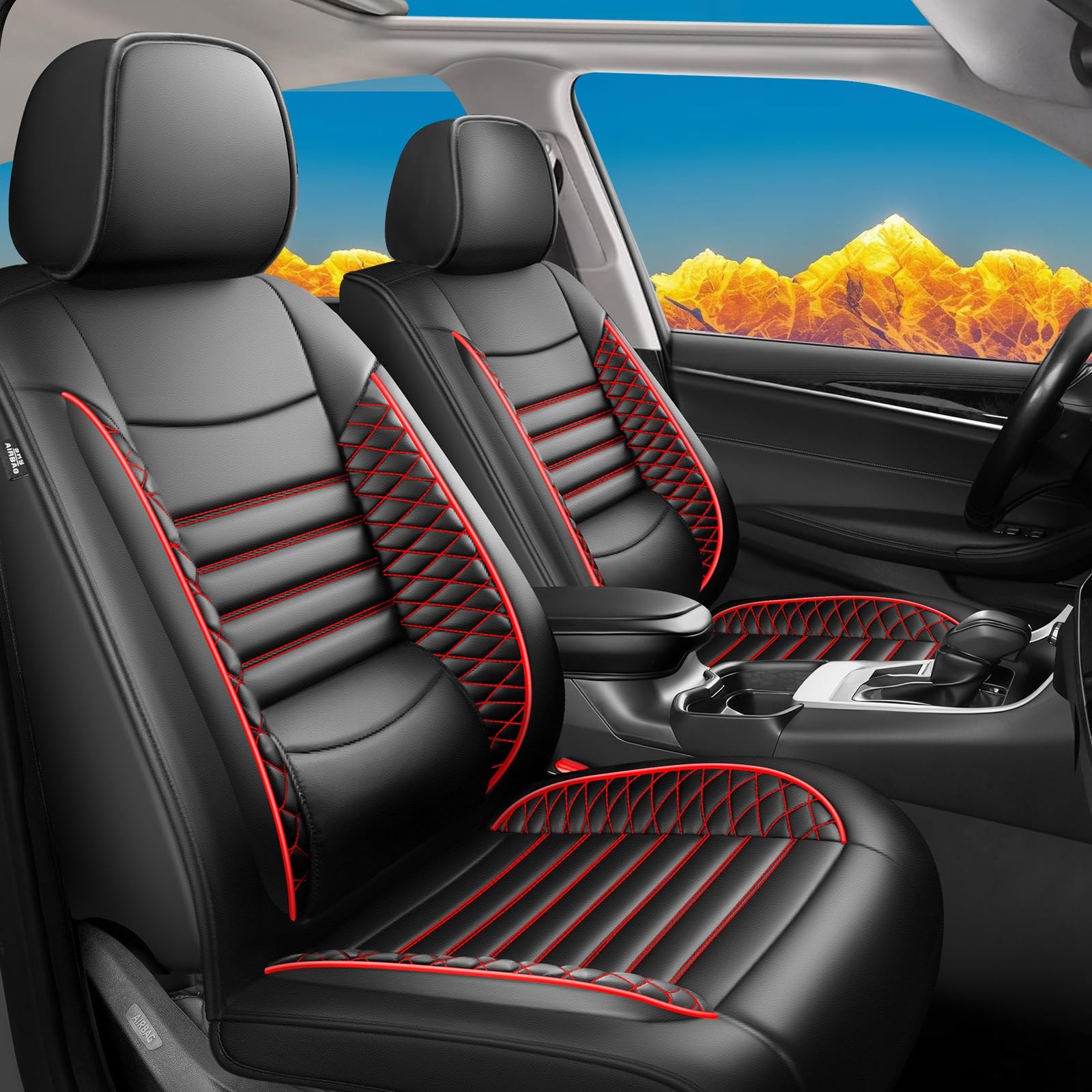Trailblazer Seat Covers 2021-2026 Waterproof Leather 2 Front Black Red