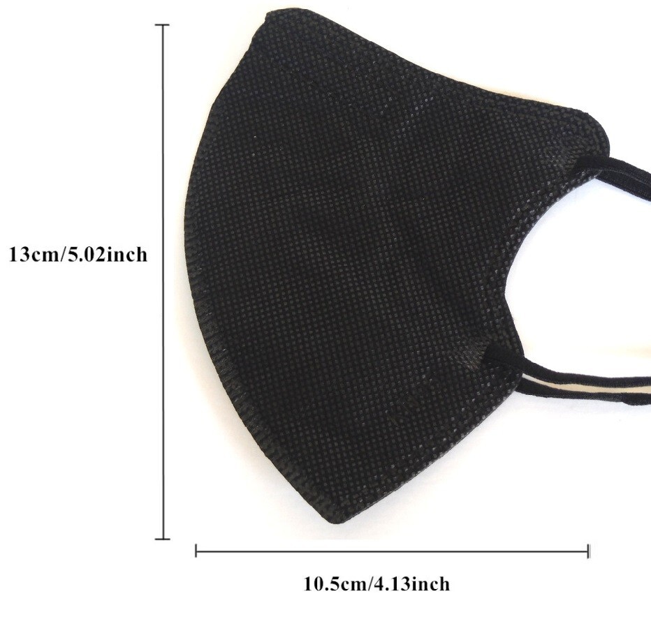 10-500 Black KN95 Face Mask Disposable Respirator 5 Layer CE FFP2 95% Protection