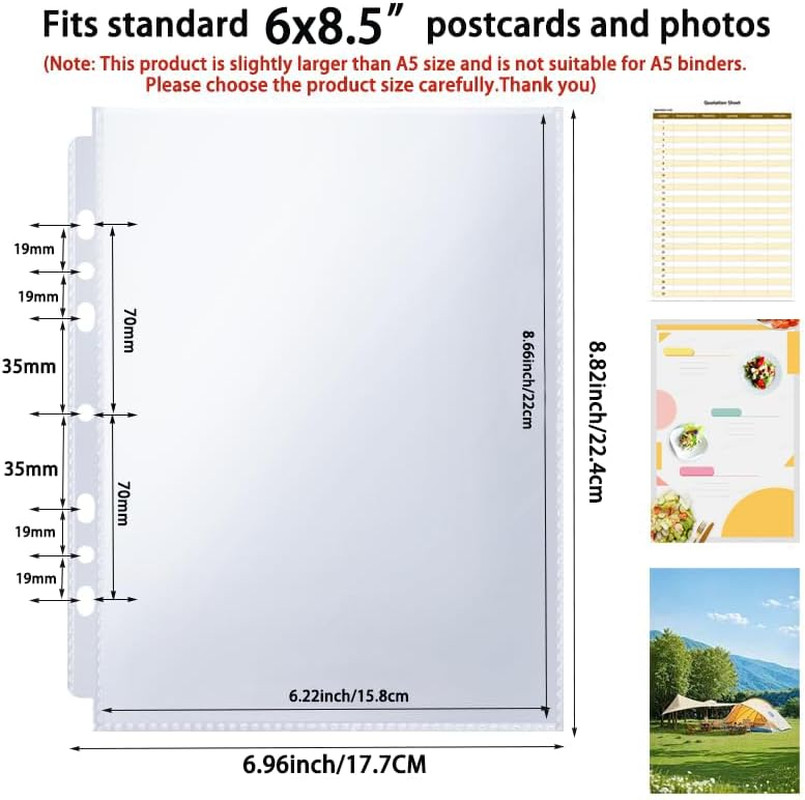 Fits 6×8.5 Photos, Binder Sheet Sleeves for 8.07×9.64 Binder (6/3/2 Ring), 6….