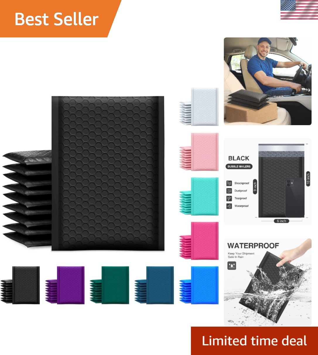 Black Bubble Mailers for Shipping 6×10 Inch 100 Pack