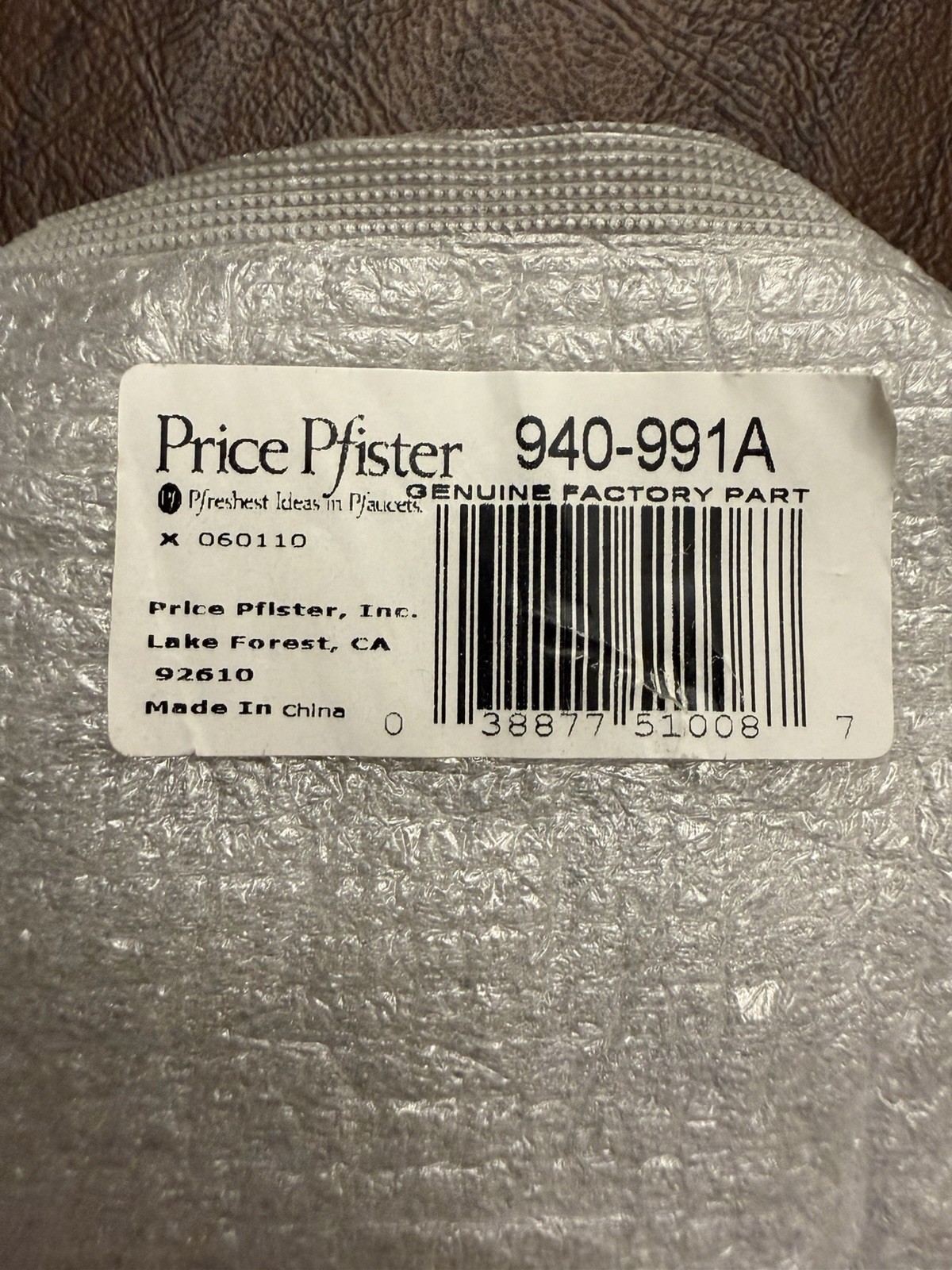 Price Pfister 940-991A Porcelain Chrome Lever Handle Genuine Factory Part Faucet