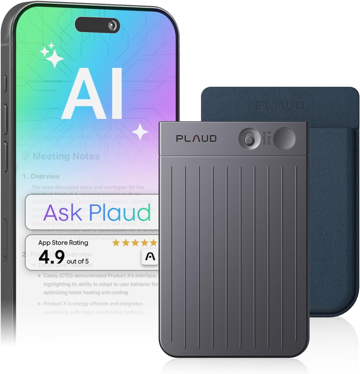 Plaud Note AI Voice Recorder – 64GB, 112 Languages, Transcribe & Summarize