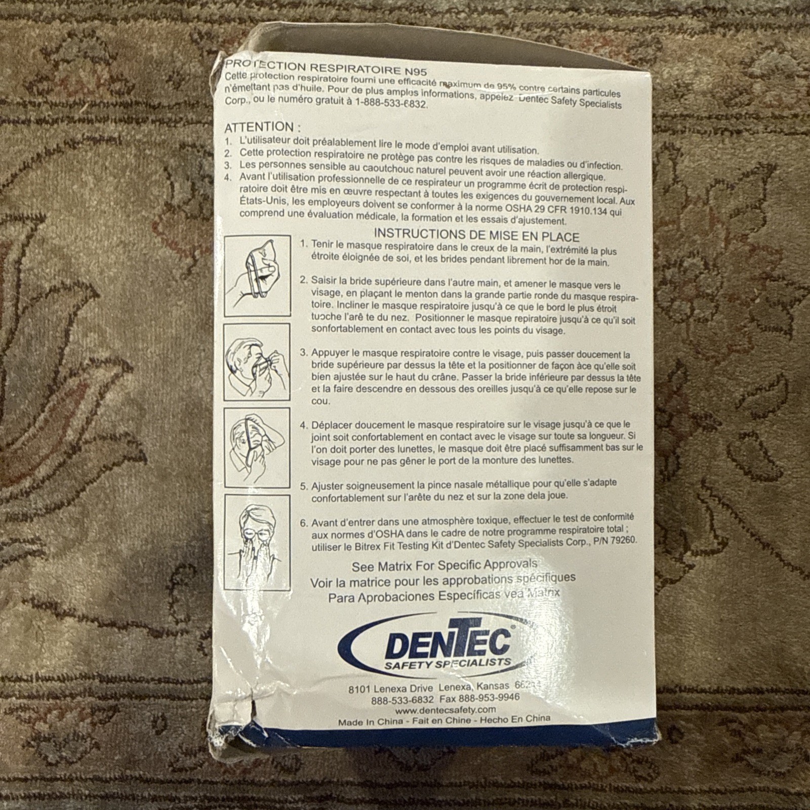 Dentec 8210 N95 Particulate Respirator, 20 Masks Per Box