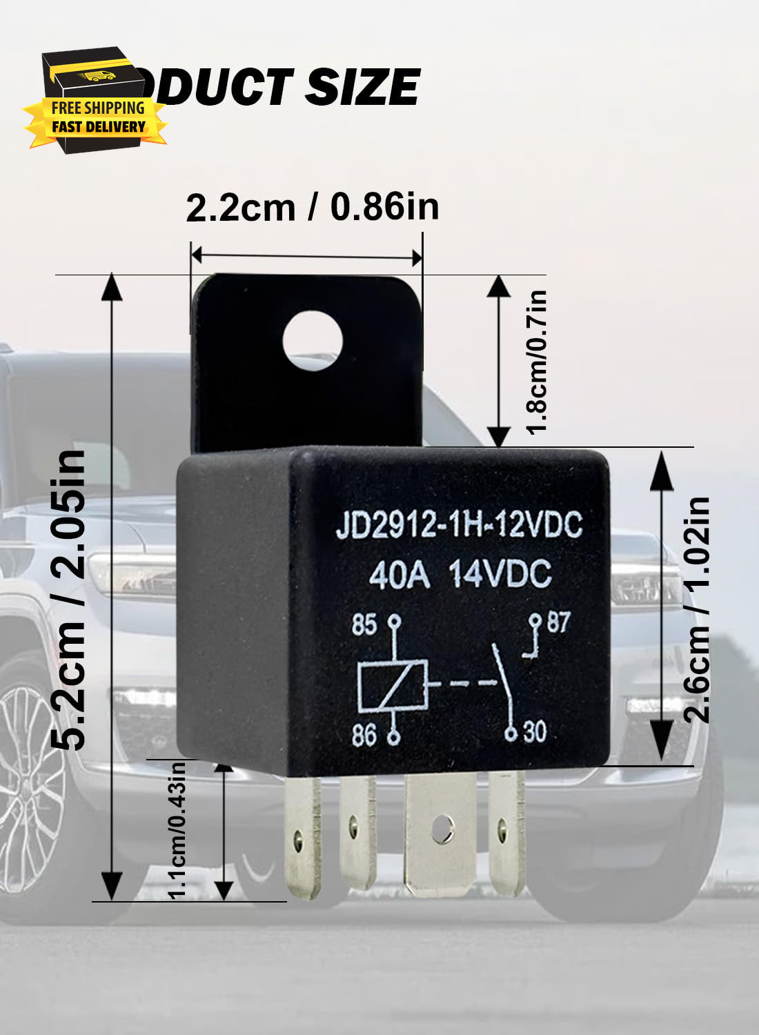 4 Pack Car Relays 12V 40A, 4 Pin Relay Switches Starters Multi-Purpose for Autom