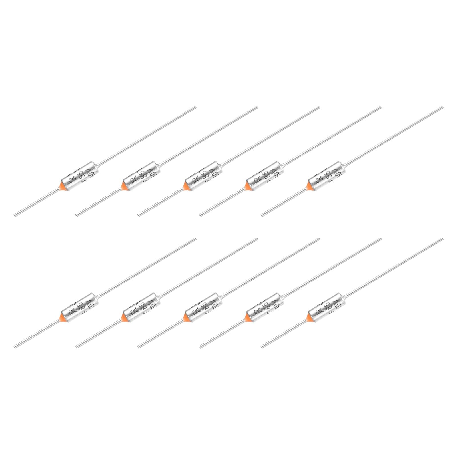 MECCANIXITY 10Pcs Metal Temperature Thermal Fuse RY85 85 °C 185 °F 10A Silver