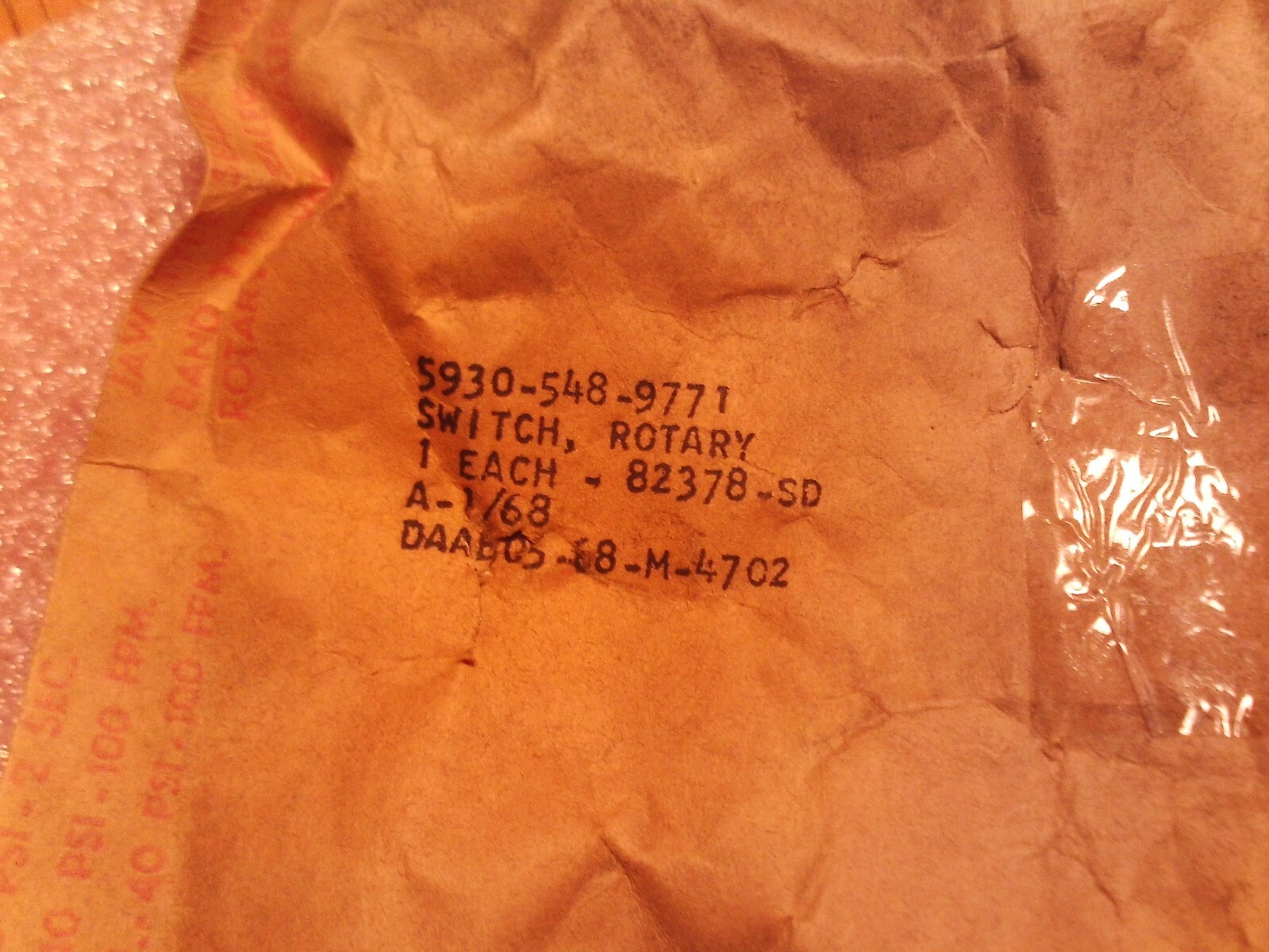 ARROW H&H ROTARY SWITCH # 82378SD NSN: 5930-00-548-9771