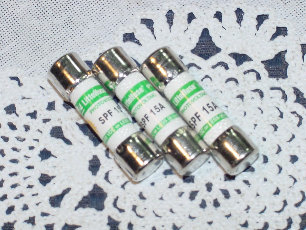 Three (3) Littelfuse SPF 15A Fuse, PHOTOVOLTAIC, 1000VDC or Less, GPV, NEW!