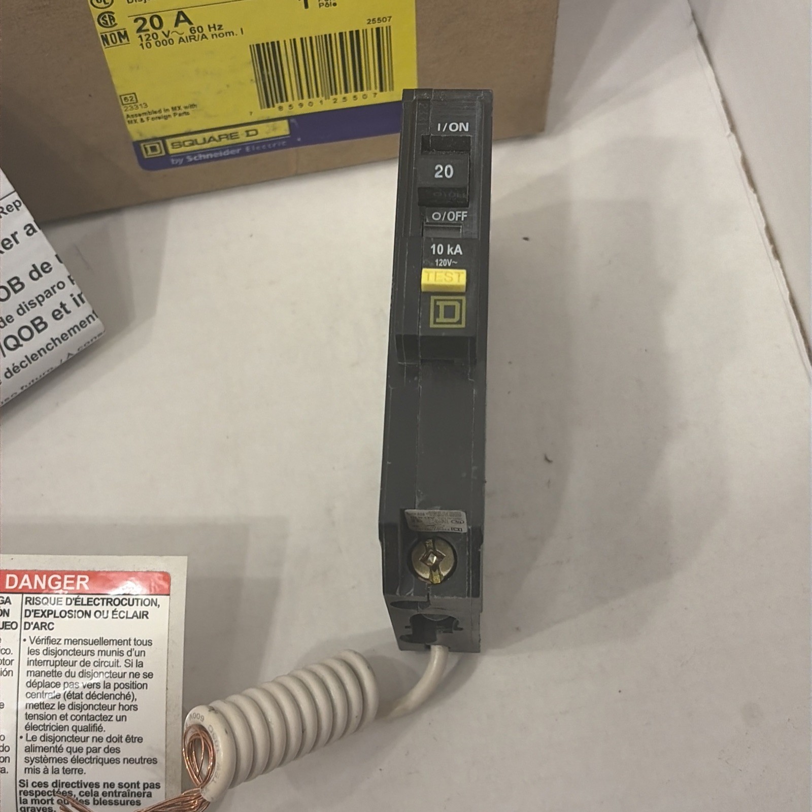Square D QO120GFI Single Pole 20A 120V Ground Fault Circuit Breaker