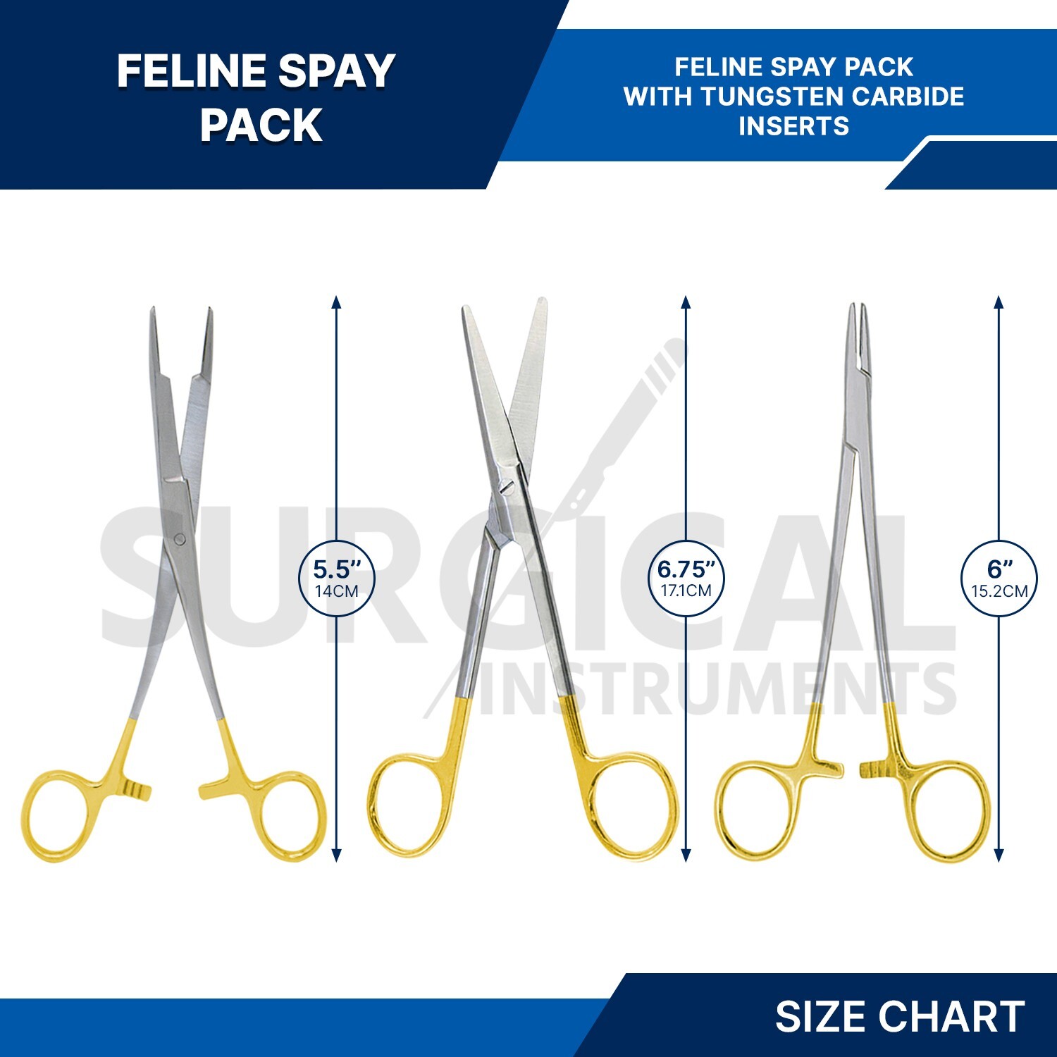24 Pcs Feline Spay Pack Set Kit Stainless Surgical Veterinary with TC Inserts