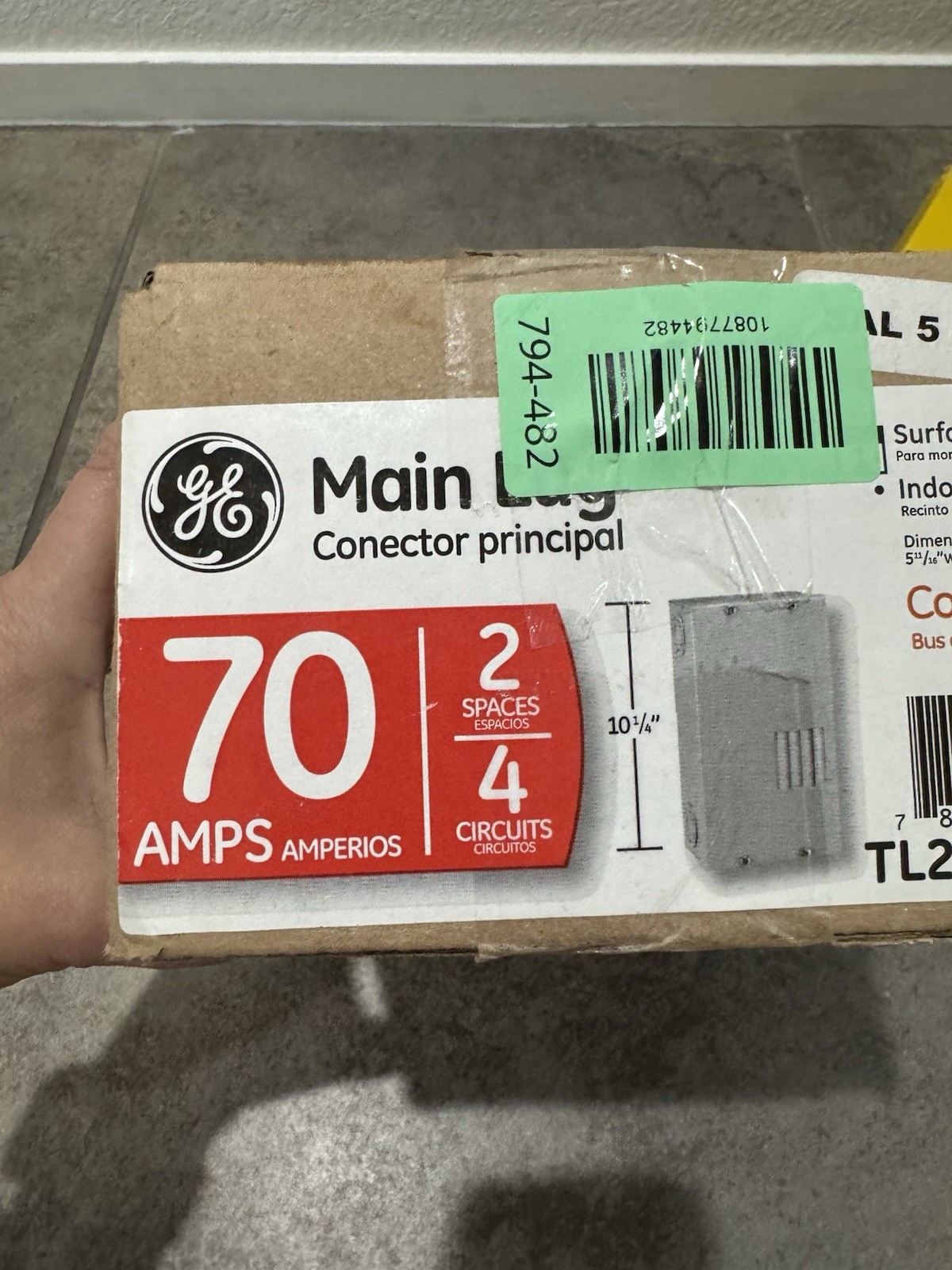 GE 70 Amp 2 Space 4 Circuit Indoor Enclosure Main Lug Circuit Breaker Panel