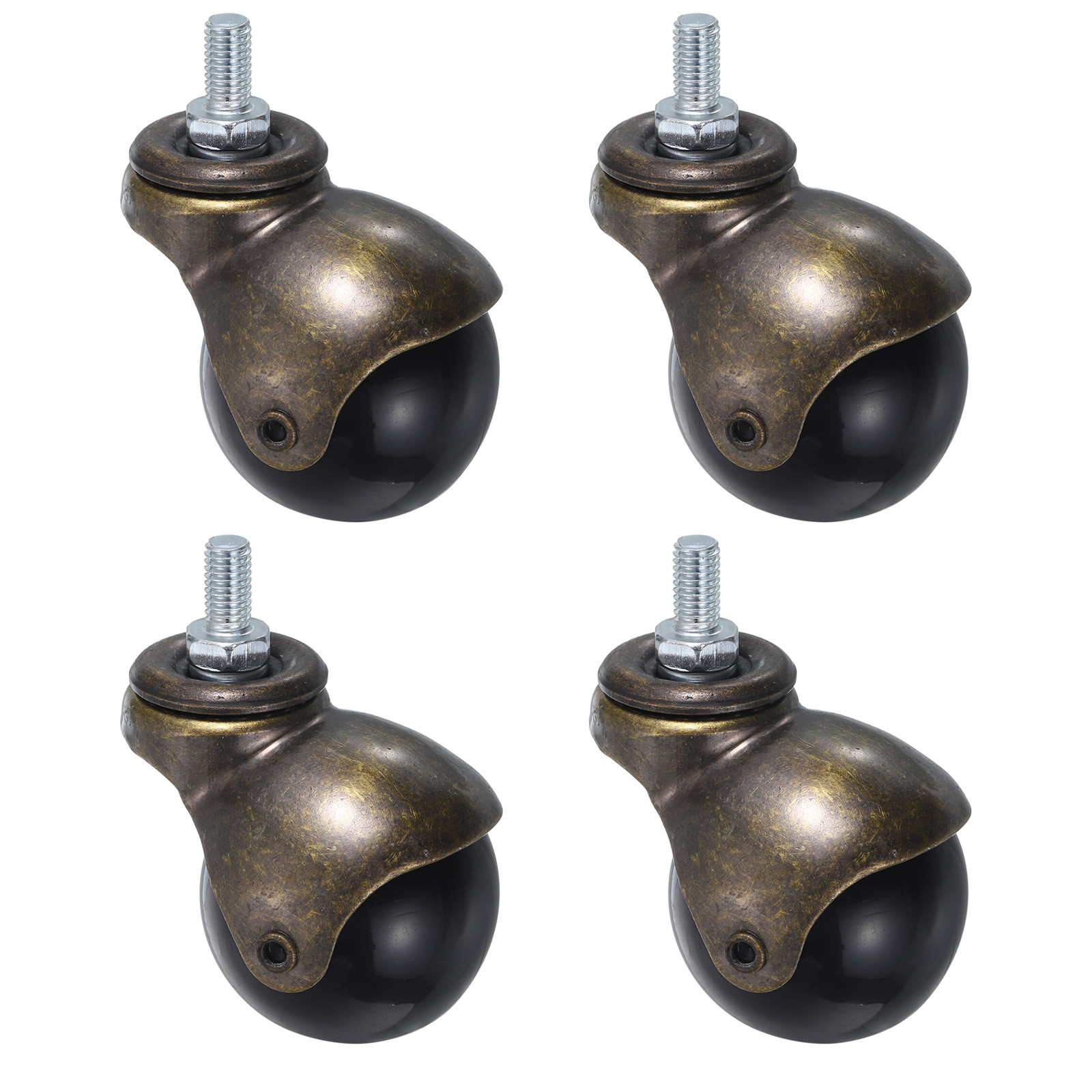 4pcs 2 Inch Ball Caster Wheels Threaded Stem Caster Bronze