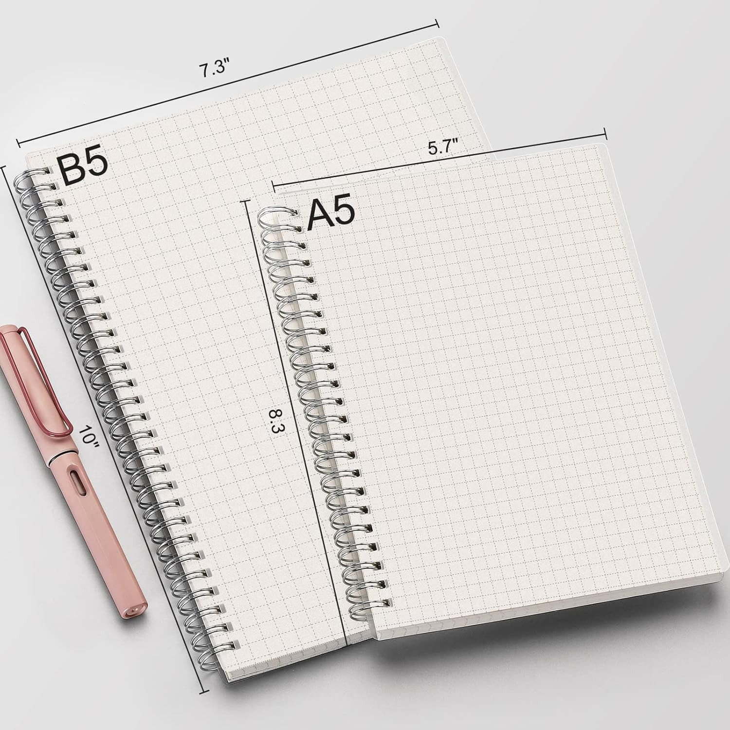 Graph Paper Notebook Spiral 2 Pack – Large B5 Grid Notebook 7.3″X 10″, 100GSM Th