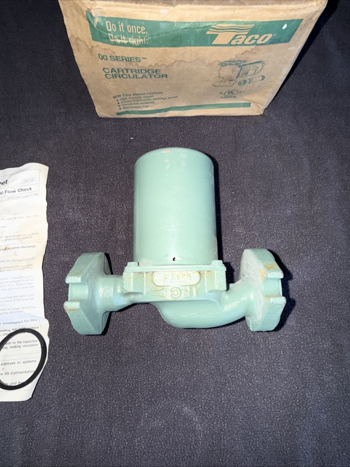 New Taco 00R-F6-1IFC Cast Iron Cartridge Circulator Pump Flanged, 1/25 HP 23 GPM