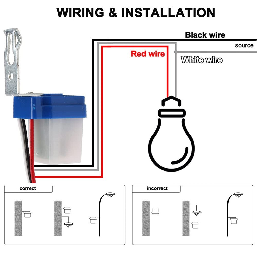 Auto On Off Light Sensor Switch 3Pcs AC 220V 10A for Gardens and Streets