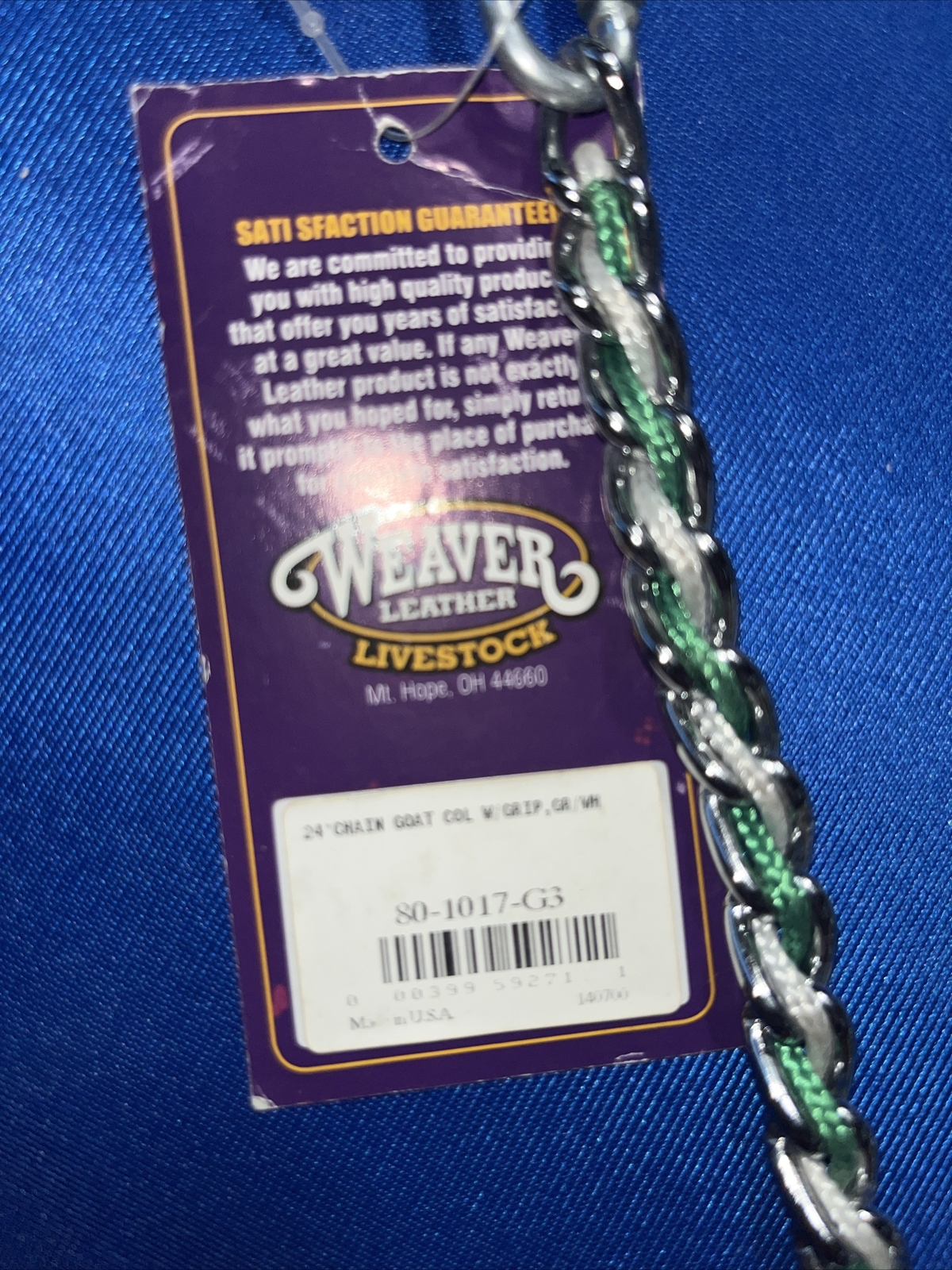 2- NEW Weaver Leather Chain Goat Collar with Rubber Grip Chrome Plated 24 Inch