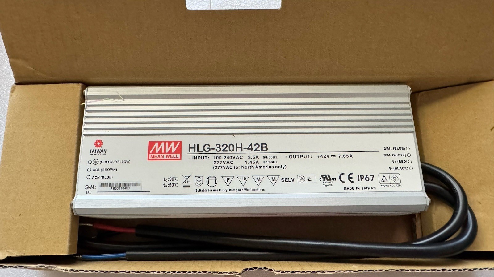 MEAN WELL HLG-320H-42B switching LED drivers power supply 42V 321W