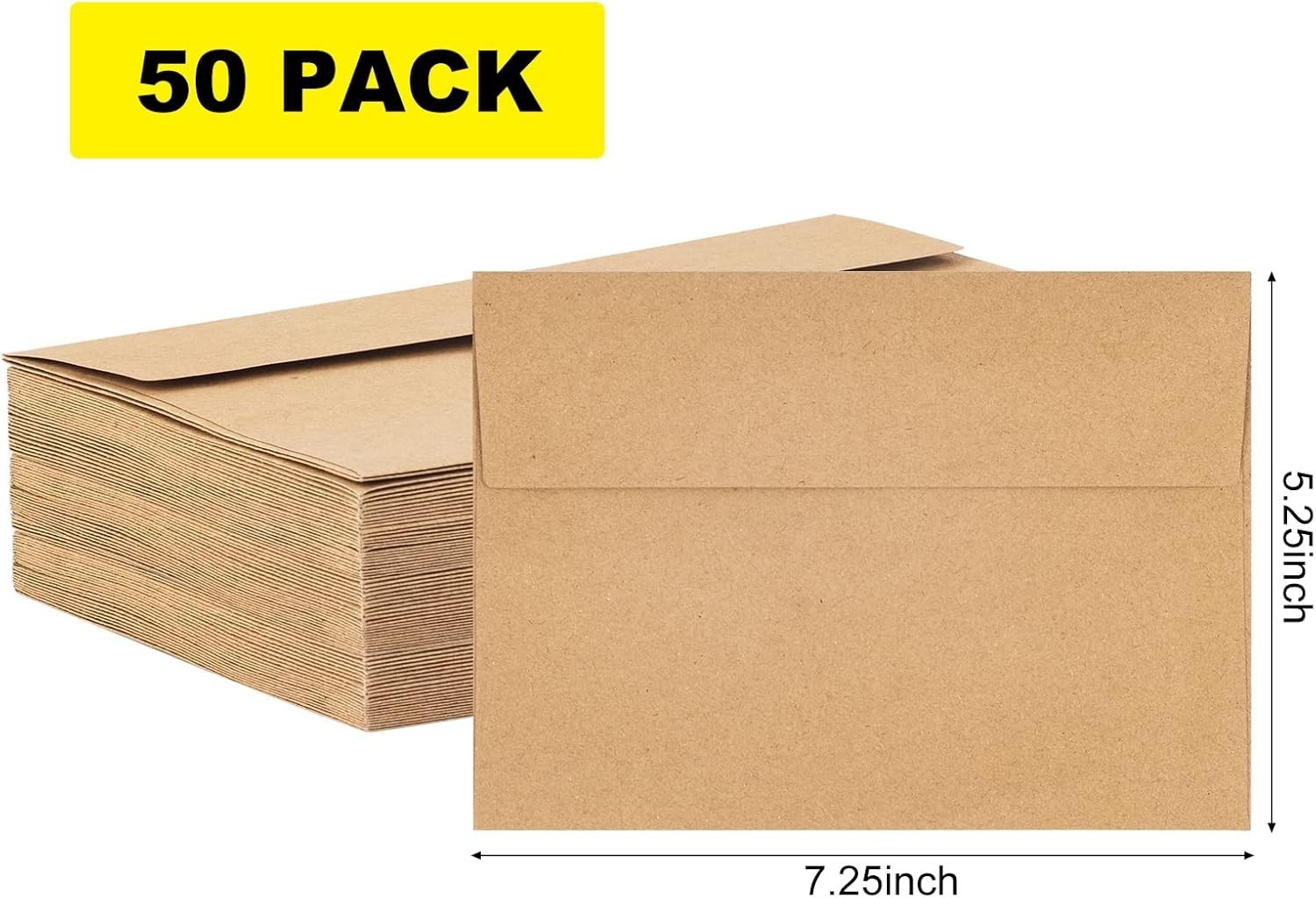 A7 Envelopes 50 Count Brown Self-Seal 5×7 Invitation Stationery Card