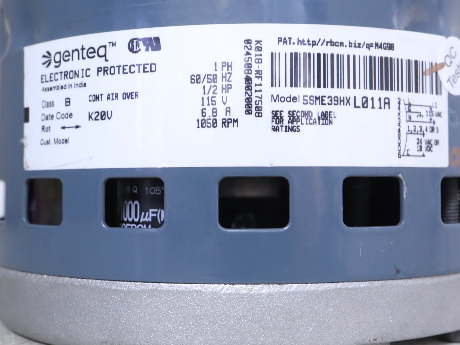 Genteq ECM endura X13 Blower Motor 5SME39HXL011A 1/2HP 115V CCW 607363-01