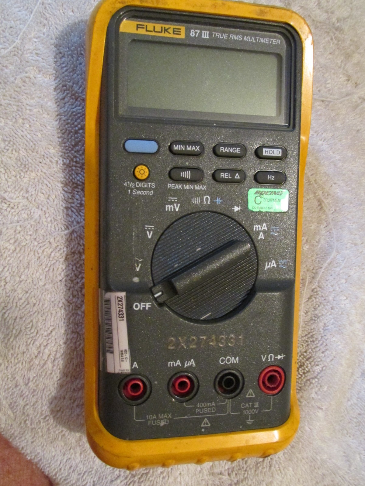 FLUKE 87 III TRUE RMS MULTIMETER W/ CASE BOEING AIRCRAFT FACTORY SURPLUS TOOL