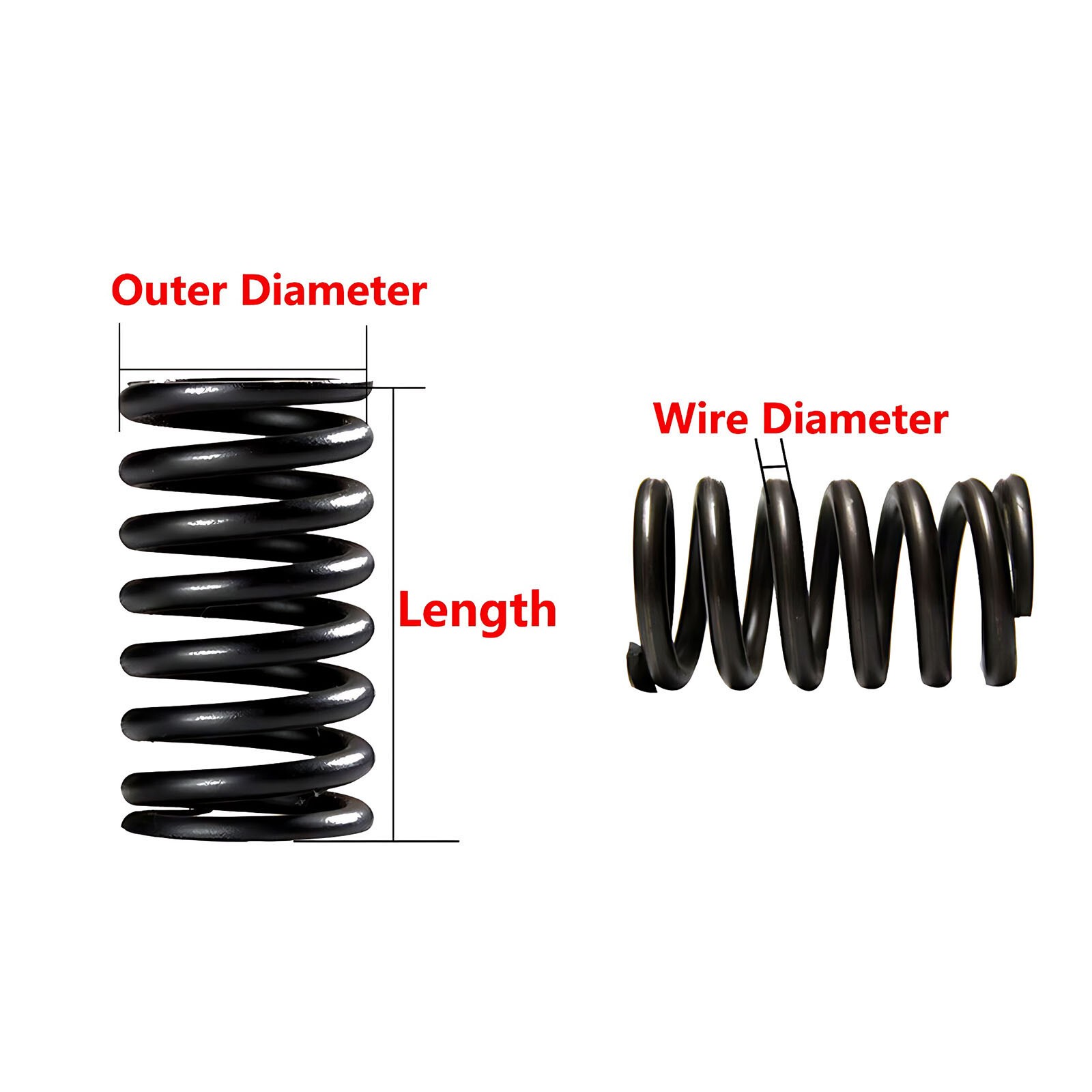 0.3-6mm Wire Dia Black Spring Steel Compression Spring Length 305mm Small Spring