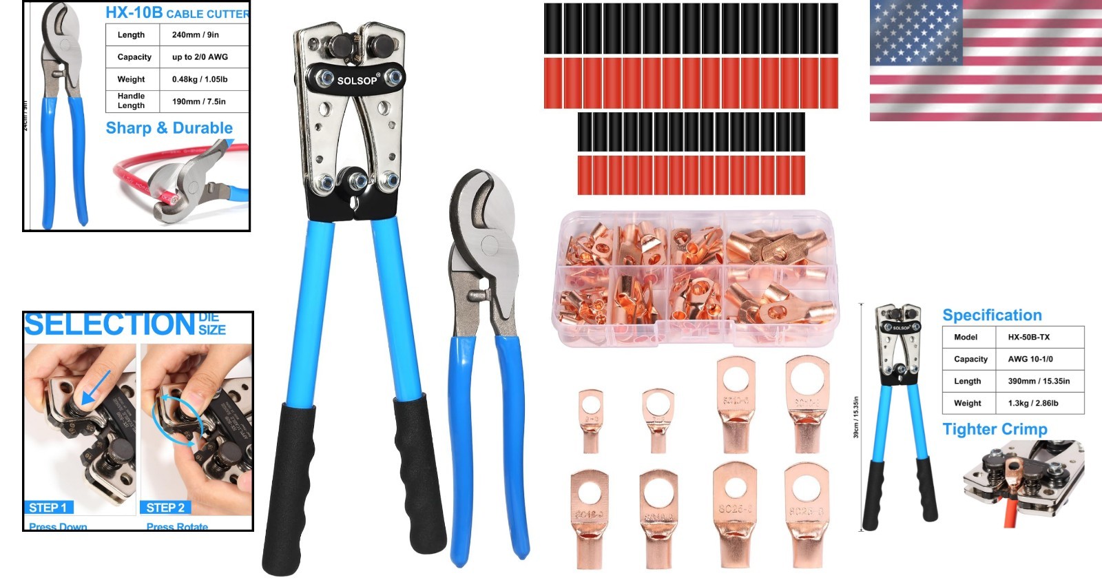 Industrial-Grade Battery Cable Crimper: Robust Tool for Automotive & Marine Use