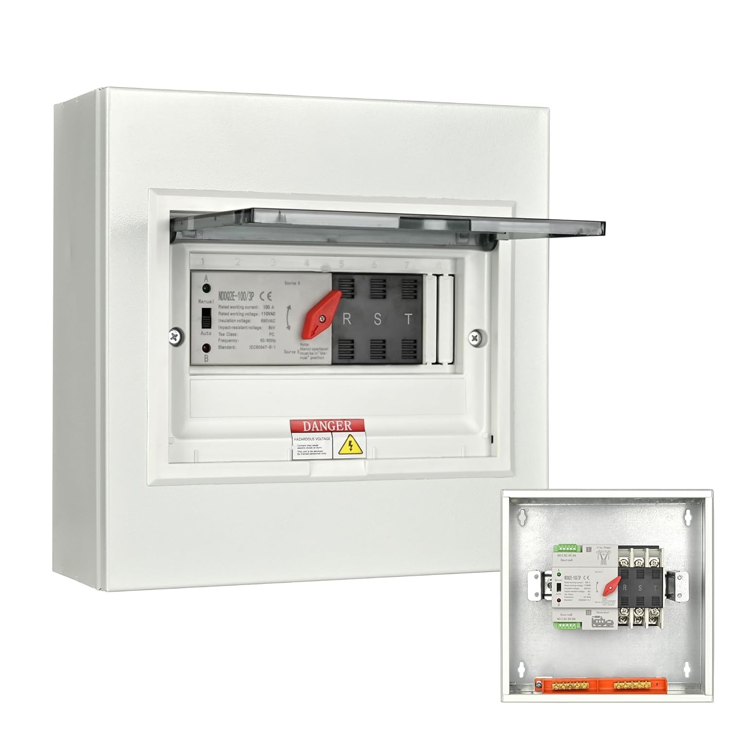 Automatic Transfer Switch 100 Amp 3 Pole for Home Generator 240V 24,000W
