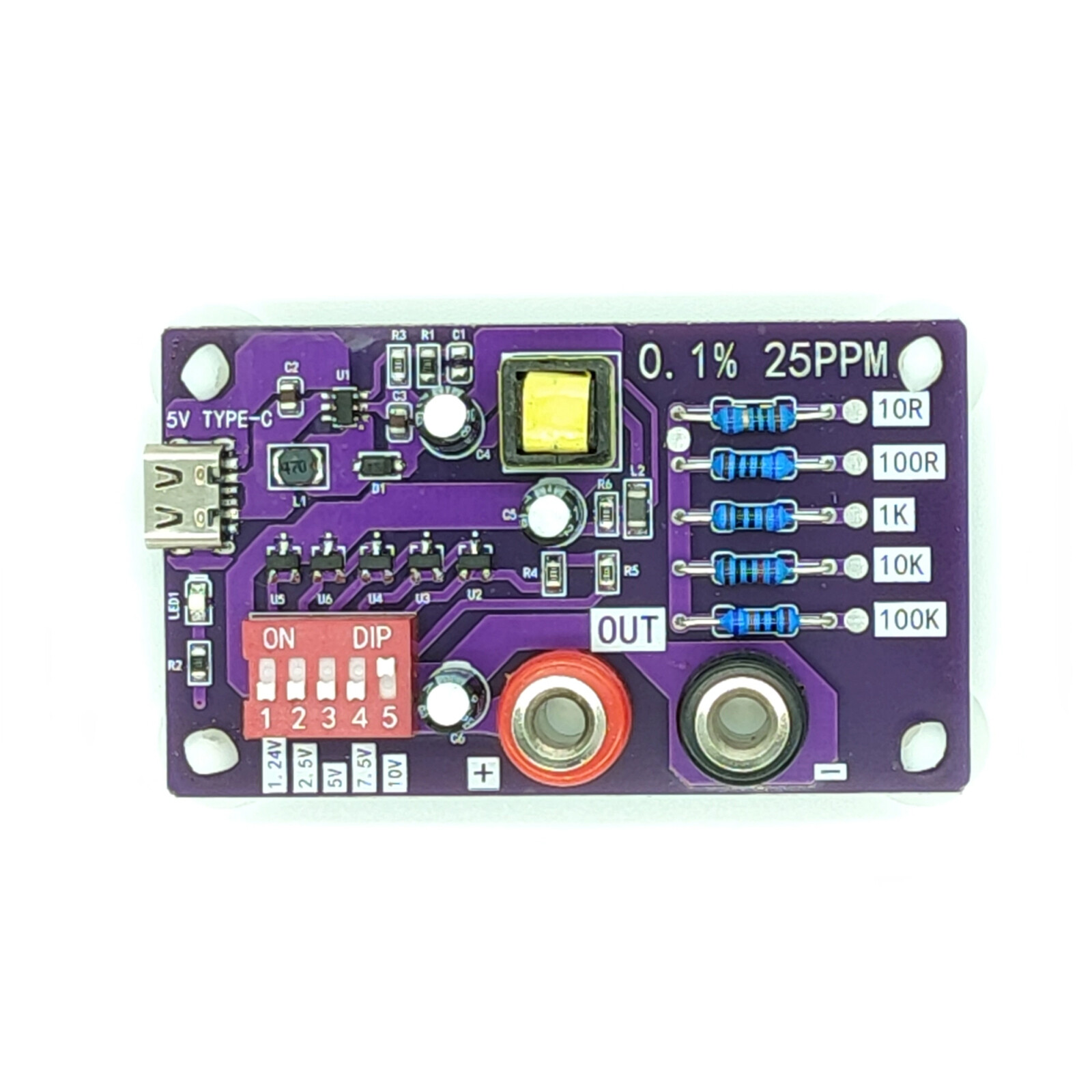 Precision Voltage Reference Module 5-Channels 5 Levels Resistors of Calibratio