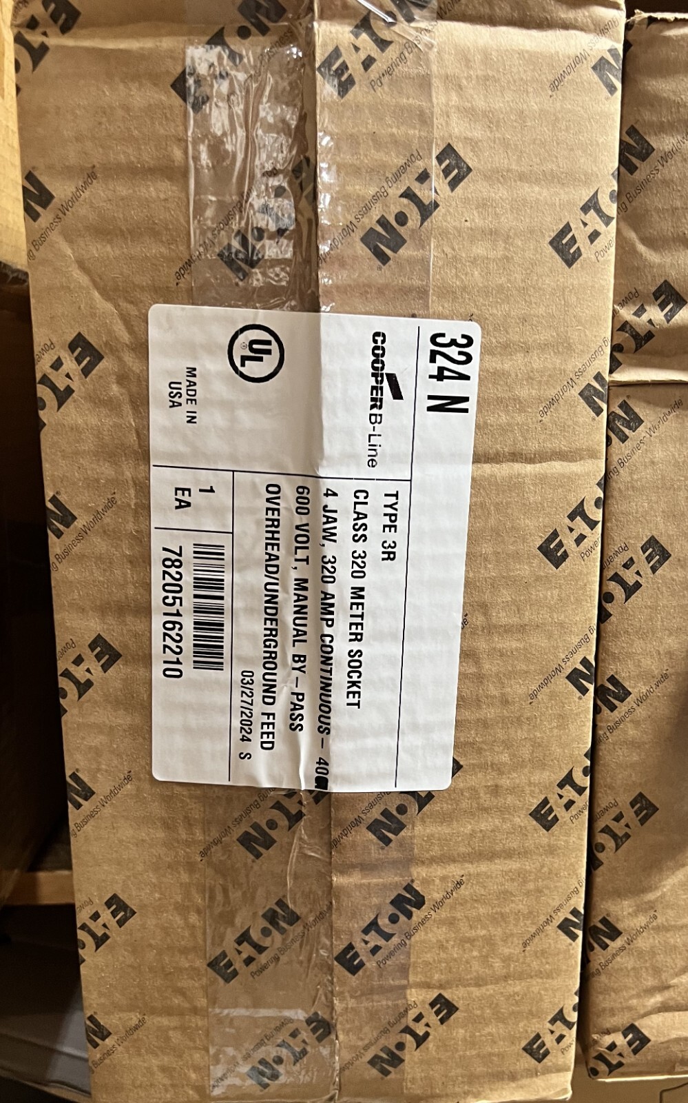 EATON 400 / 320 Amp Meter Base Socket Single Phase 324N Brand New UL Listed