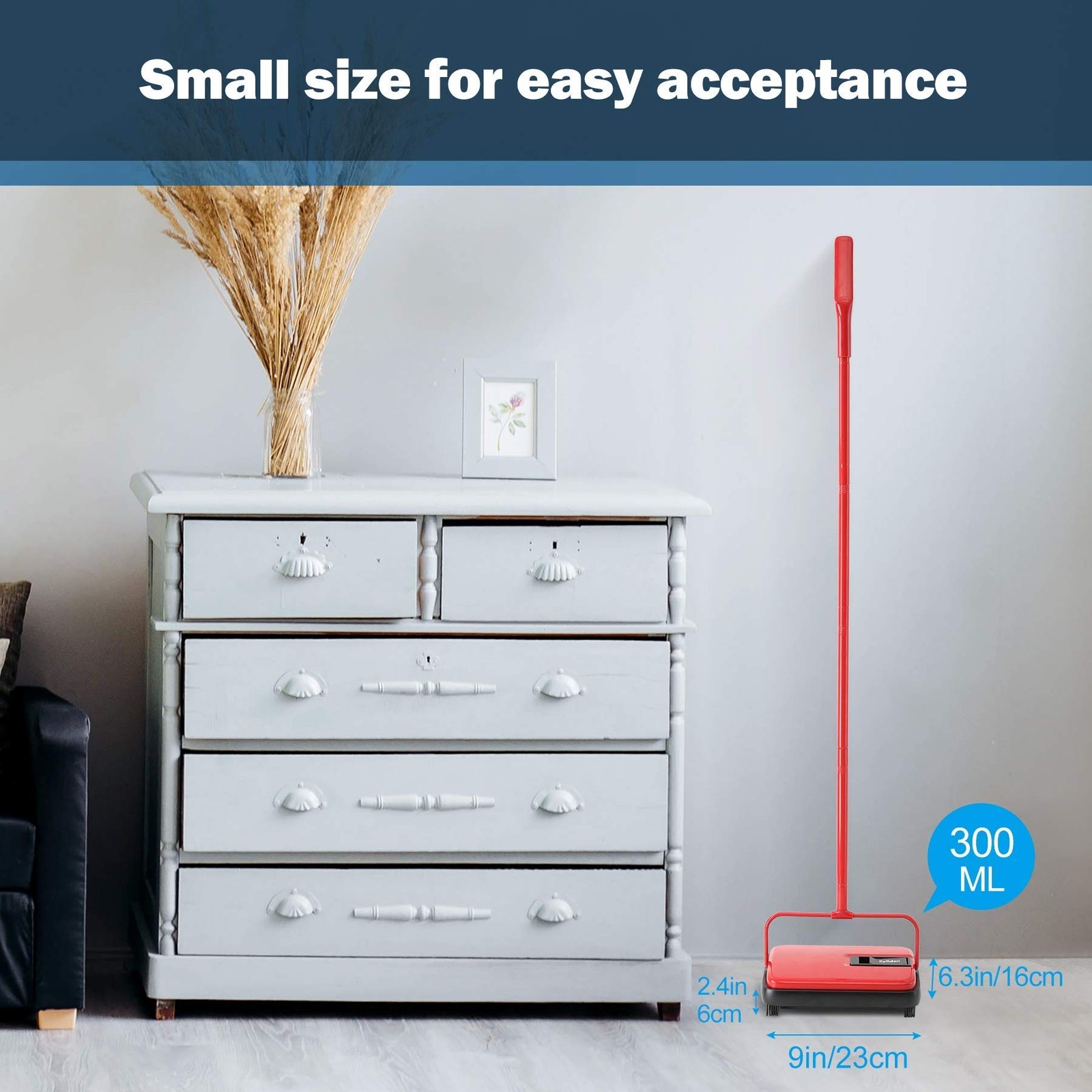 Eyliden Carpet Sweeper, Mini Size Lightweight Hand Push – No Noise, Non-Elect…