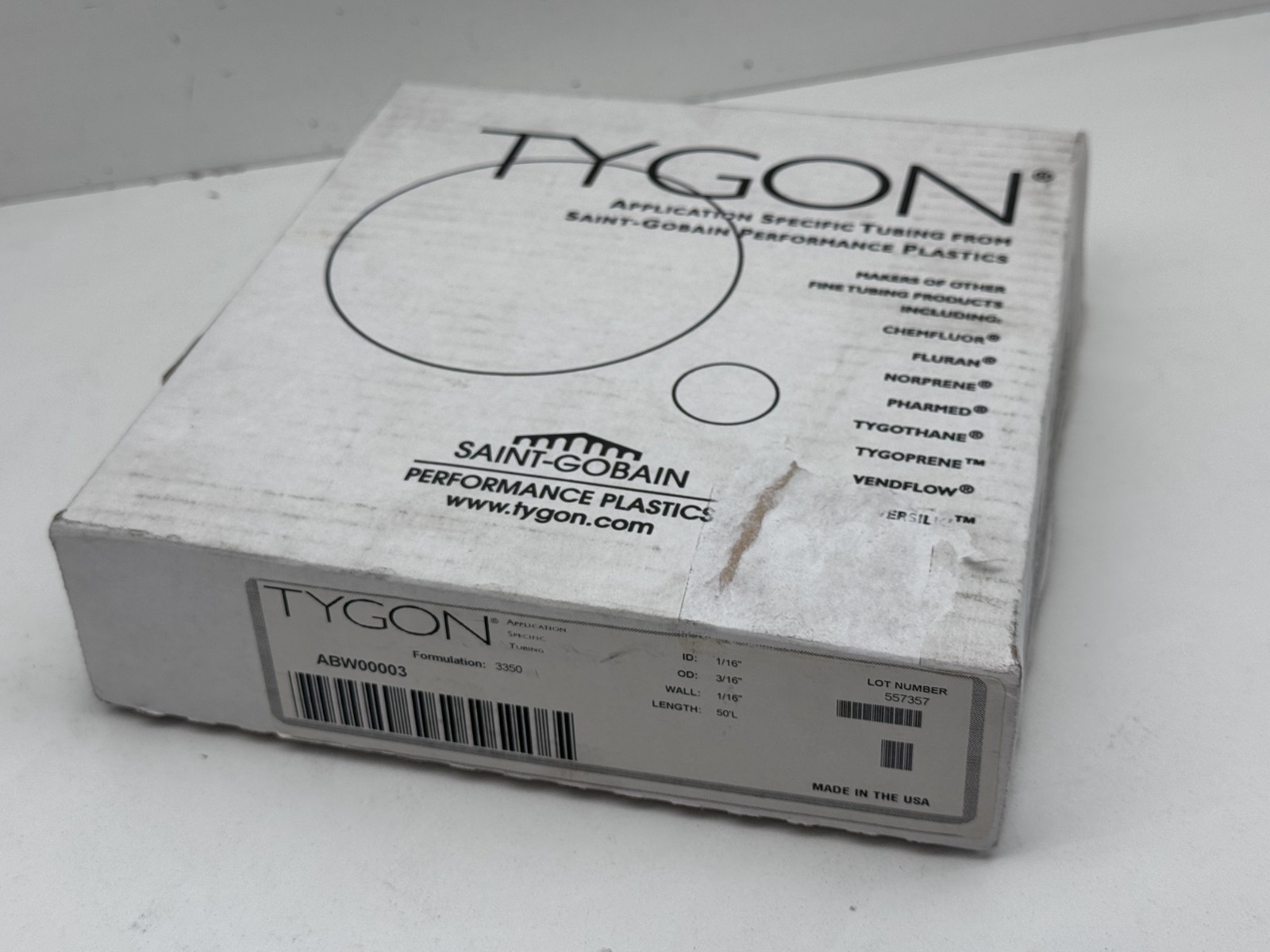 (50ft) Tygon ABW00003 Saint-Gobain 3350 Silicone Tube Tubing 1/16″ ID, 3/16″ OD