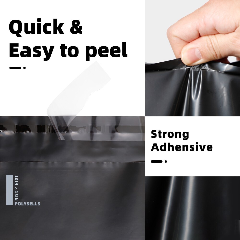 100 10×13 Poly Mailers Envelopes Self Sealing Shipping Mailers Black POLYSELLS®