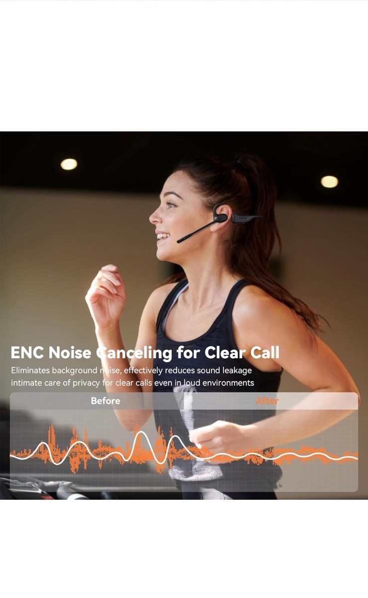 Open Ear Headphones with Mic, Bluetooth Headset with Microphone AI Black NEW!!!
