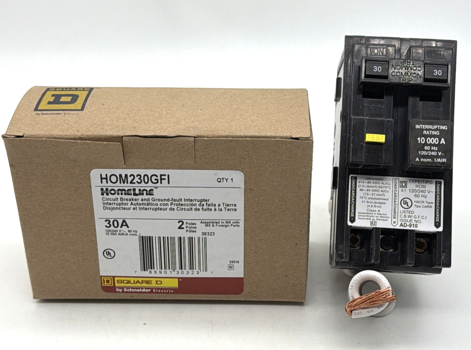 🔥 Square D Homeline HOM230GFI HOM230GFIC 30A 2-Pole GFCI Ground Fault 120/240V