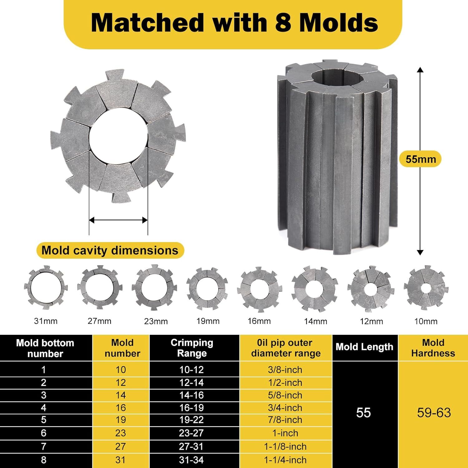 New 5600KN Hydraulic Hose Crimper Pipe Clamping Machine w/ 8 Sets Dies 10mm-30m