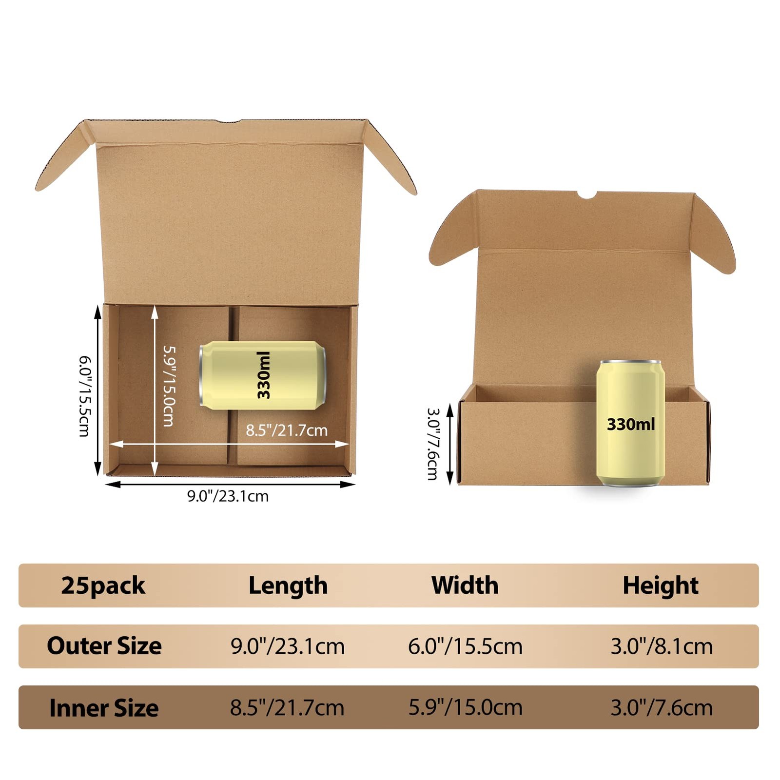 RLAVBL 9x6x3 Inches Shipping Boxes Set of 25, Brown Small Corrugated Cardboard B