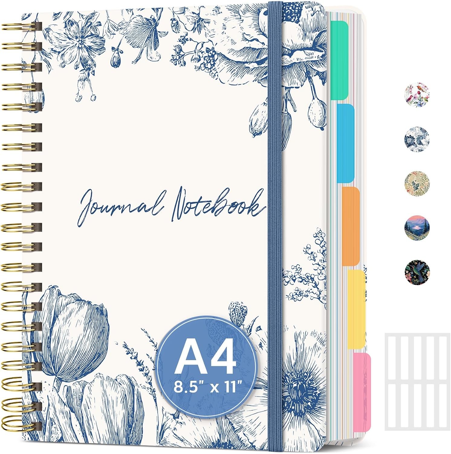 8.5″x11″ Spiral 5 Subject Notebook, Hardcover with Dividers Wildflower